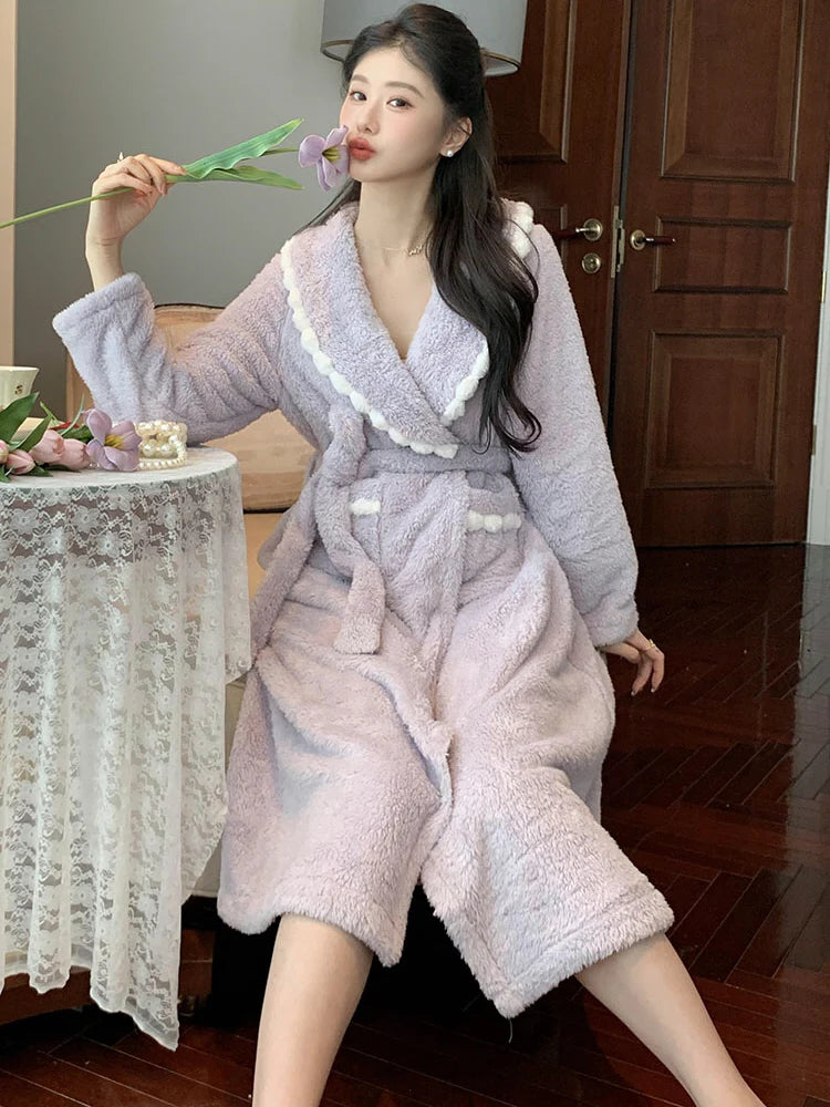 Pom Pom Velvet Winter Robe