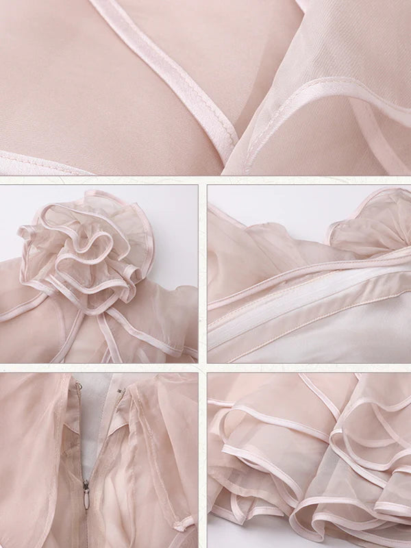 Blush Rose Ruffle Halter Dress