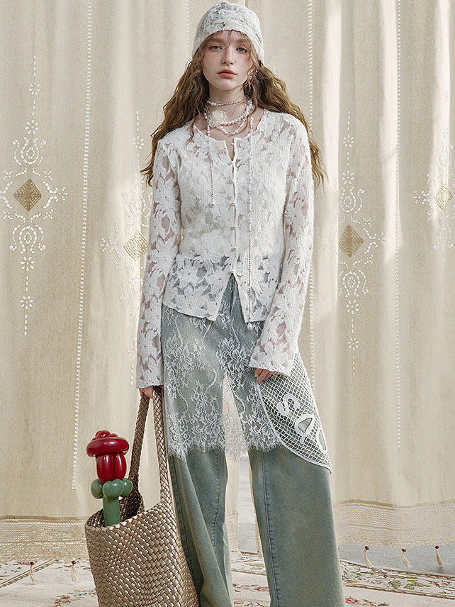 Ivory Whisper Lace Knit Cardigan