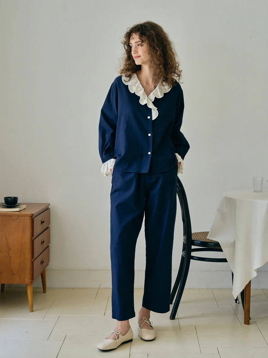 Midnight Elegance Lace Pajama Set