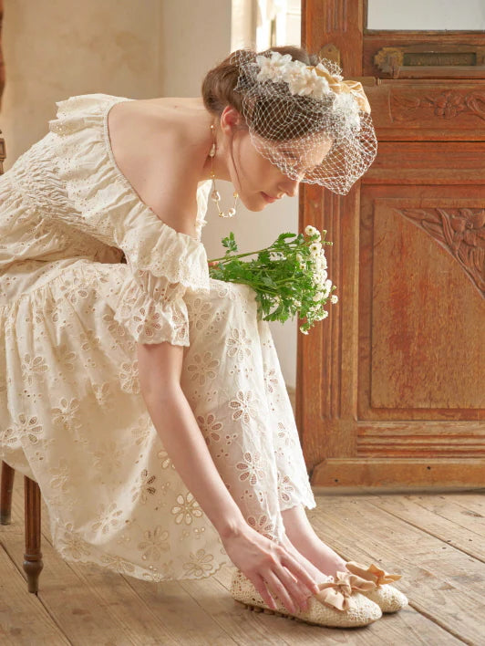 Ruffle Neckline Vintage Daisy Garden Dress