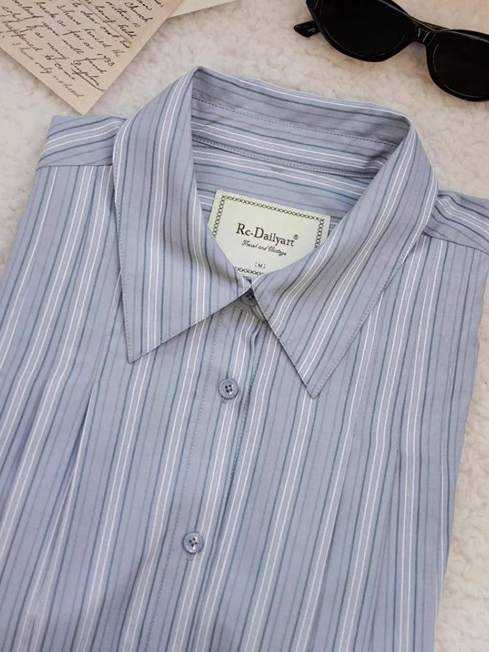 Vintage Striped Bow-Tie Blouse