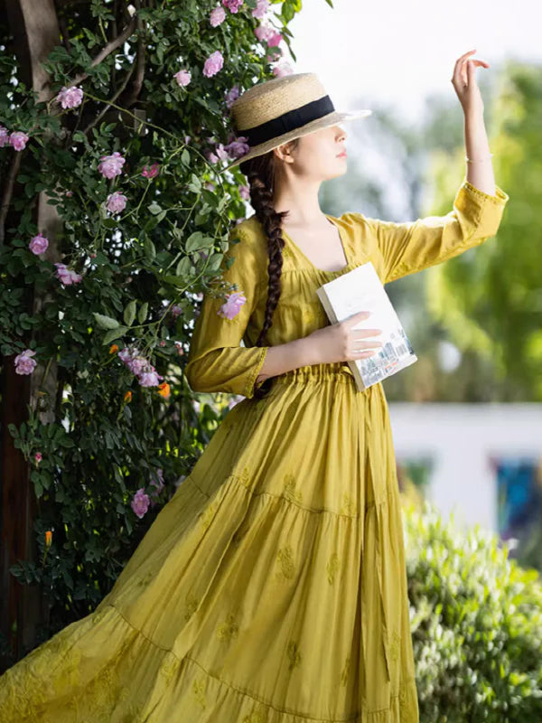 Secret Garden Yellow Floral Dress