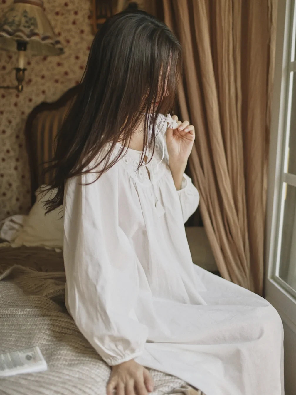 Blossom Embroidery White Cotton Nightgown