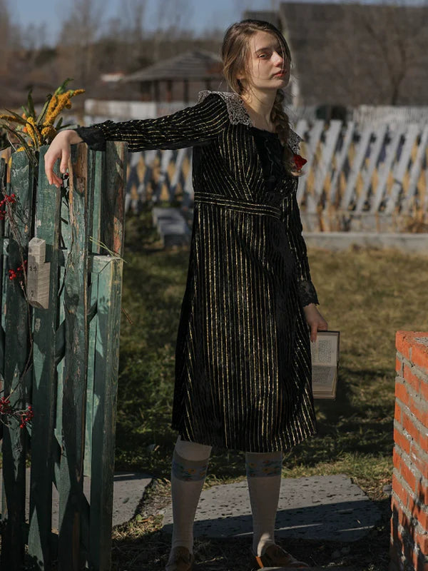 Golden Twilight Lace Dress