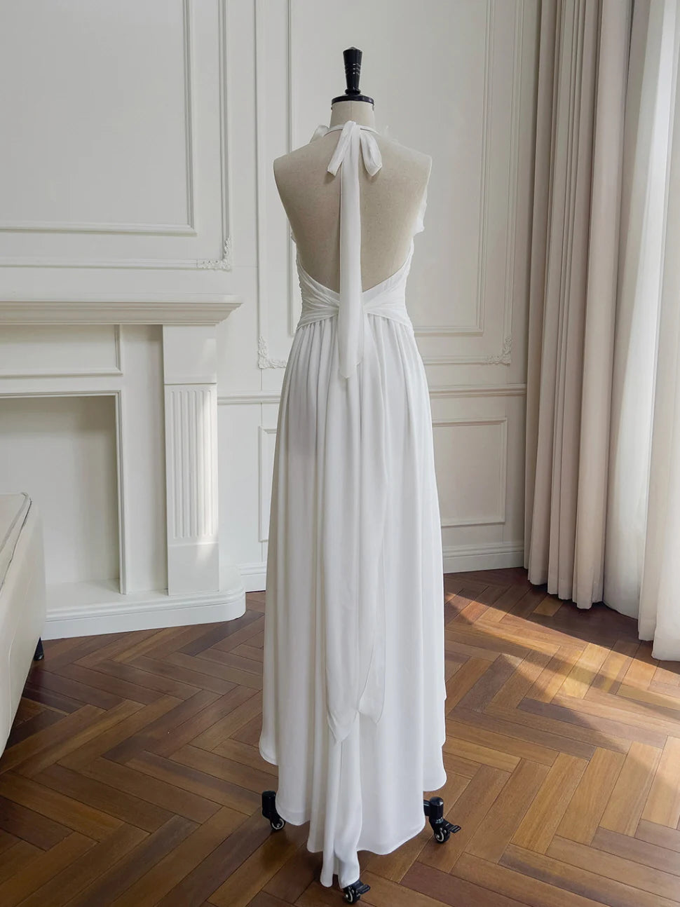 Ethereal Ruffle Rose White Dress