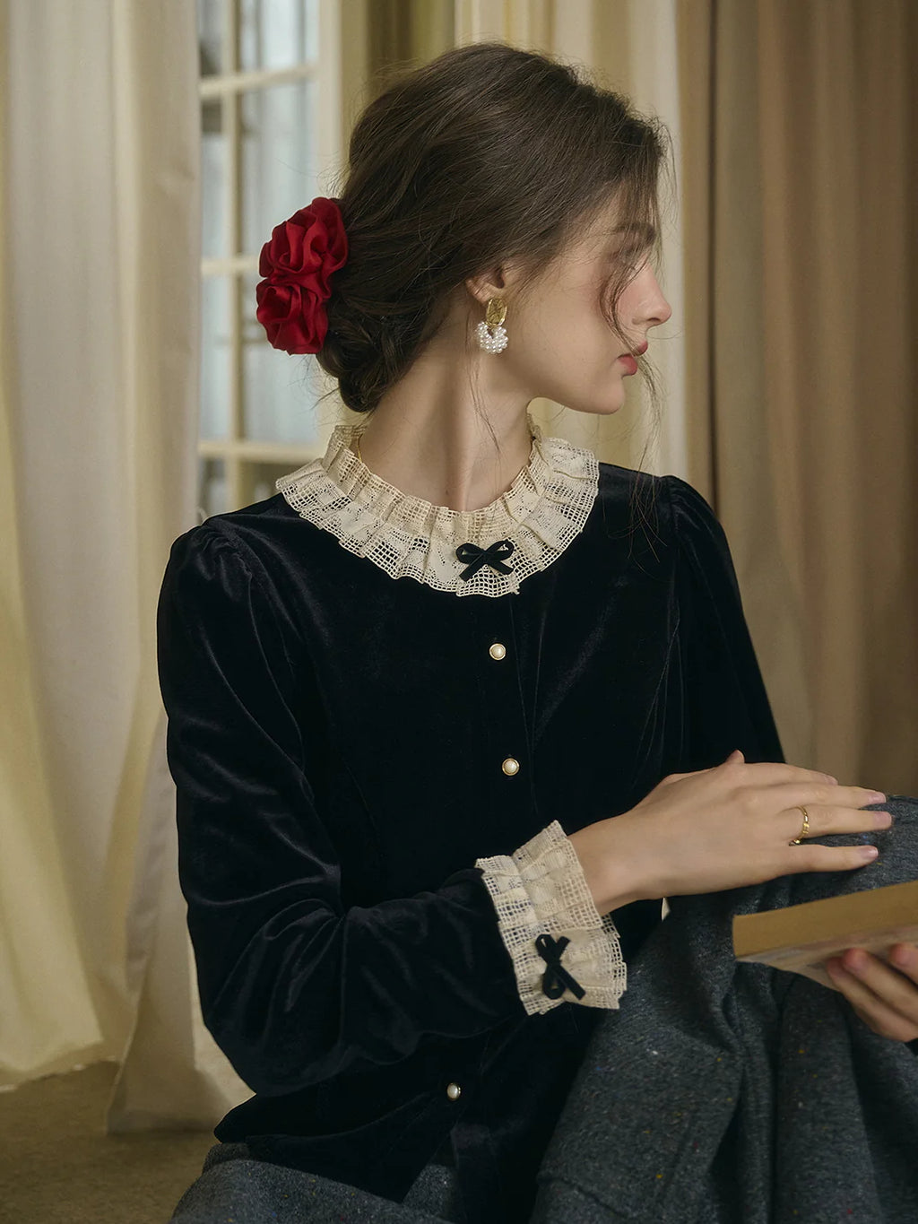 Velvet Elegance Vintage Blouse