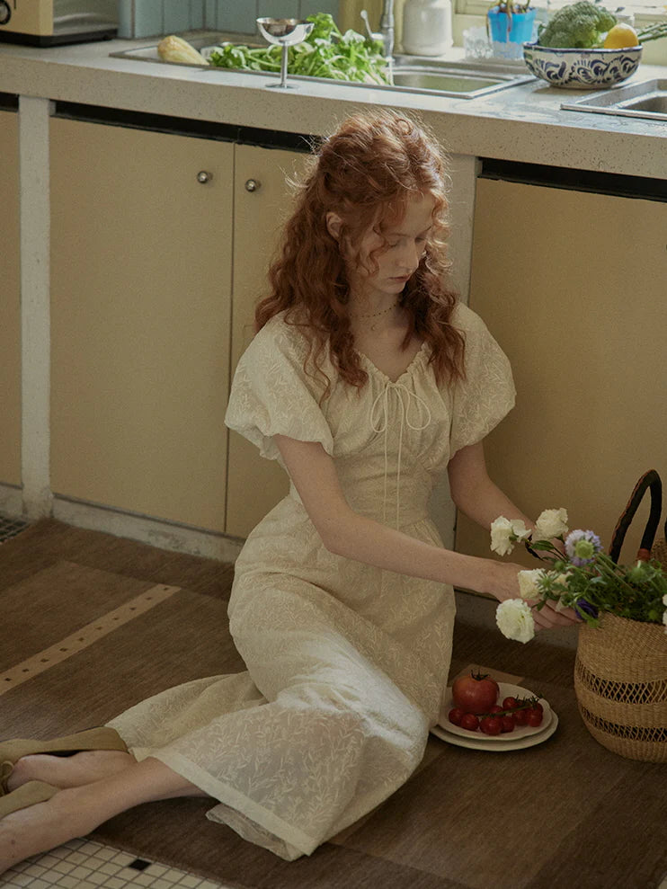 Enchanted Embroidered Puff Sleeve Dress