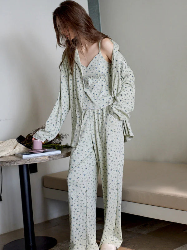 Pastel Floral Cotton Pajama Set