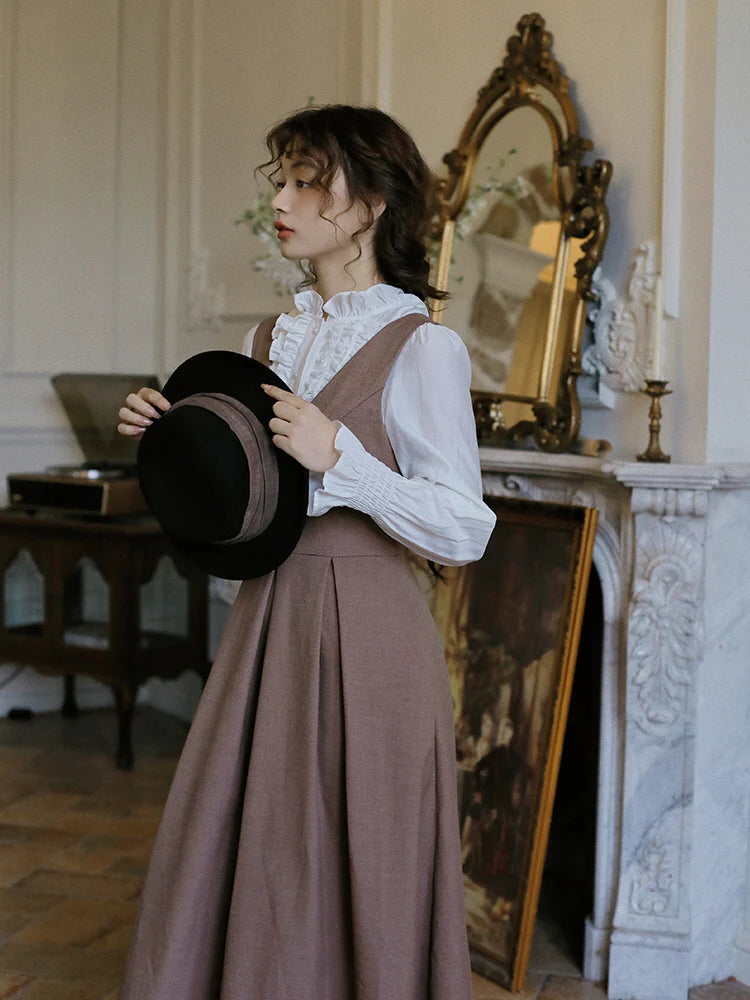 Retro Brown Layered Dress