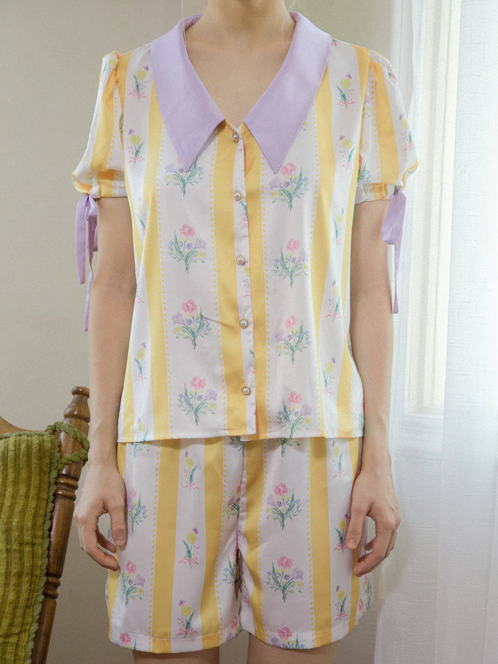 Sunlit Blossom Silk Pajamas