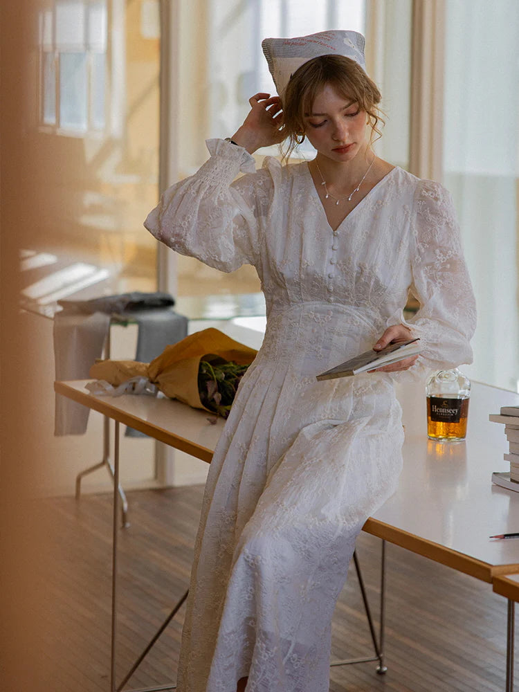 Vintage Embroidered Long Sleeve Dress