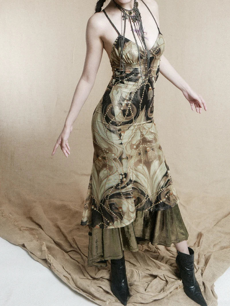 Baroque Pearl Metallic Slip Dress