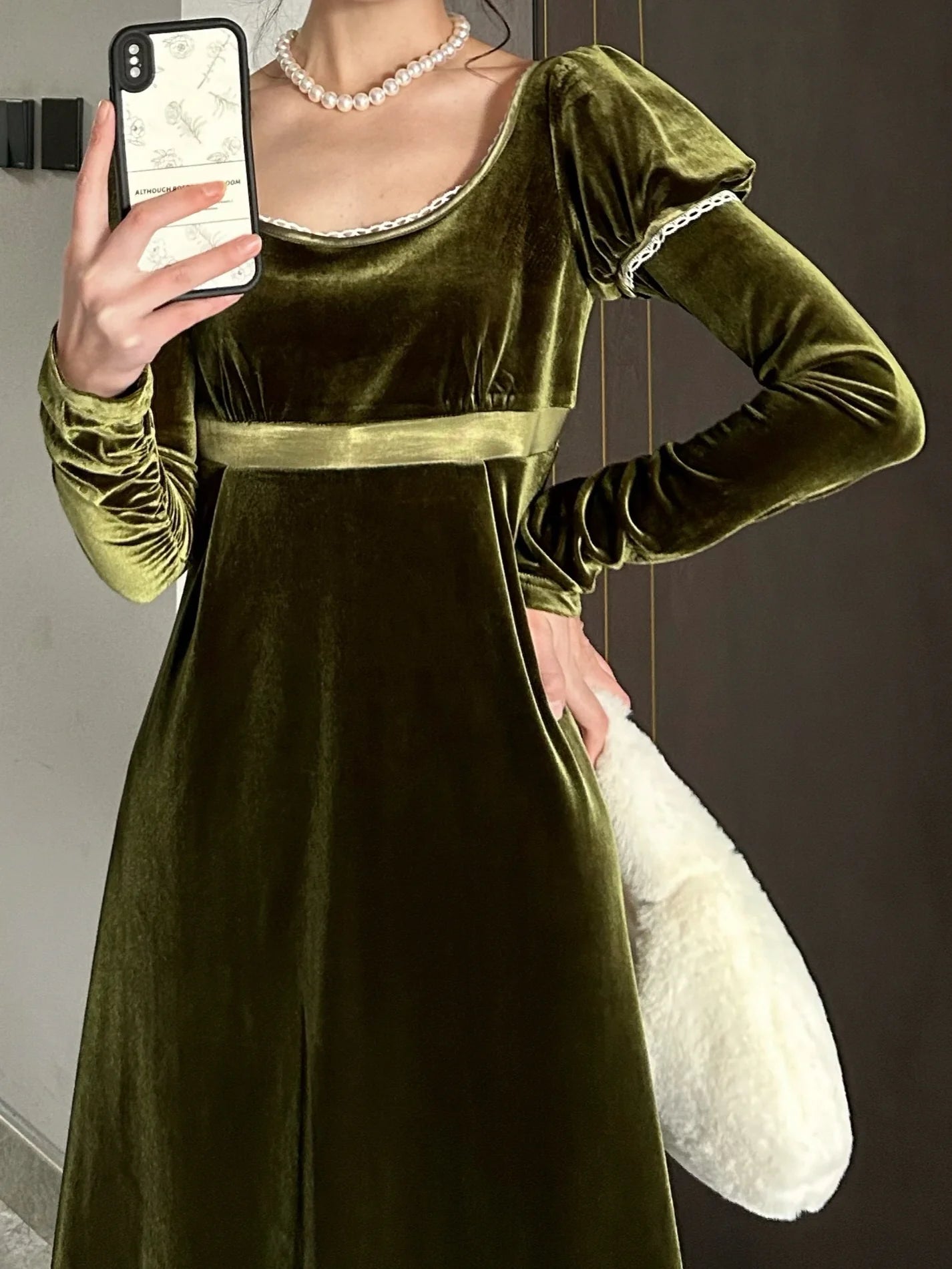 Emerald Elegance Velvet Gown