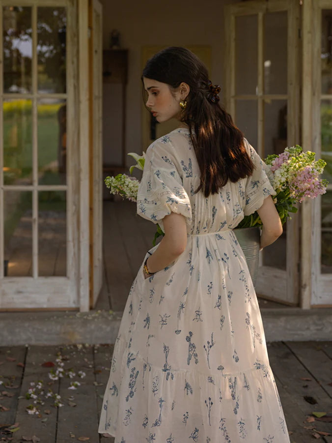 Blue Meadow Floral Cotton Dress