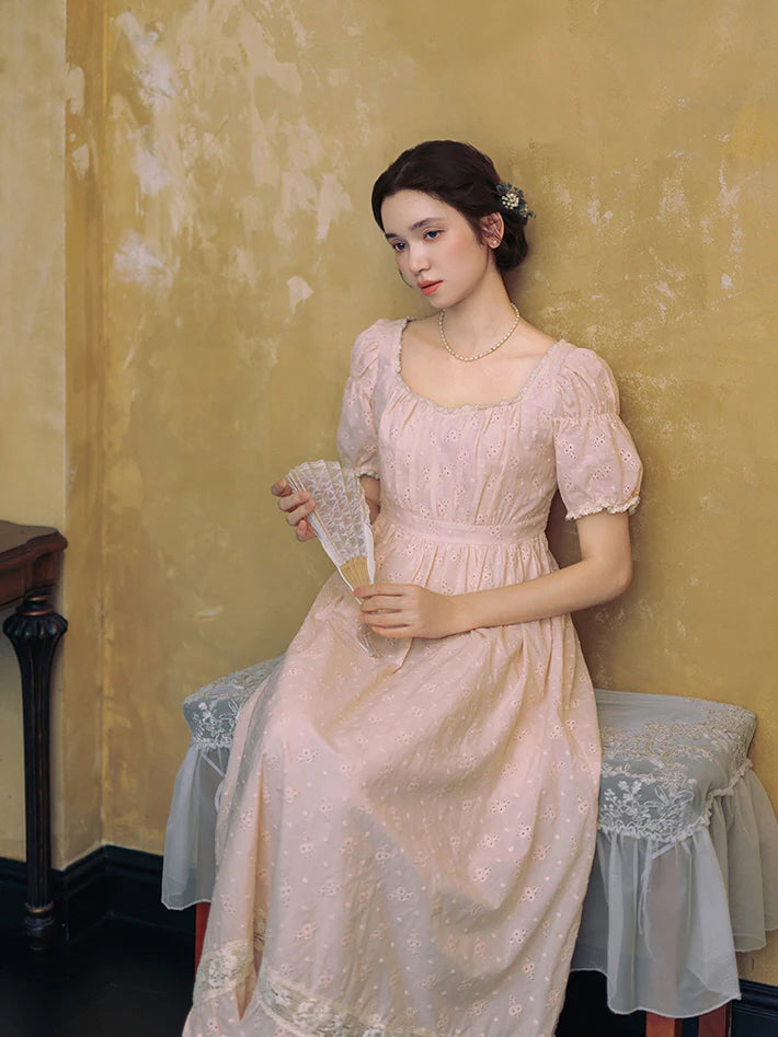 Blush Embroidered Cotton Tea Dress