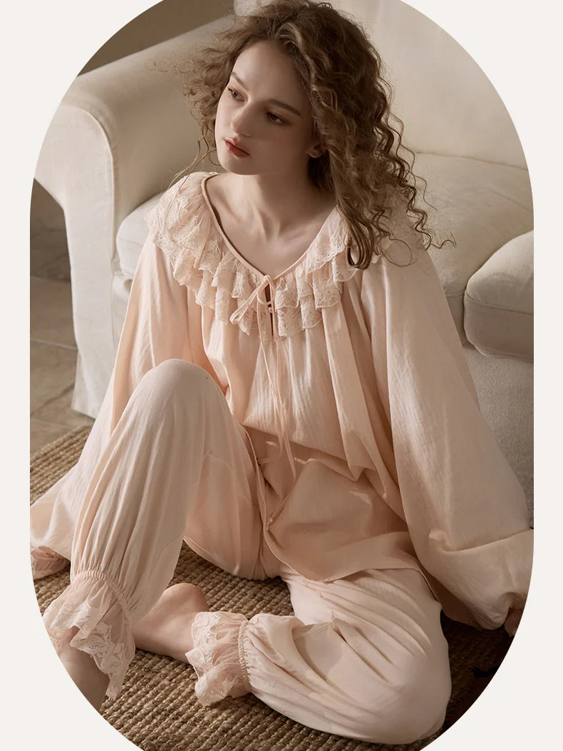 Romantic Ruffle Lace Loungewear Set