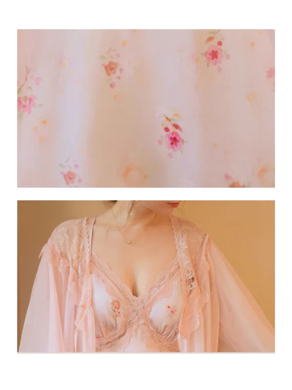 Pink Blossom Silky Loungewear Set