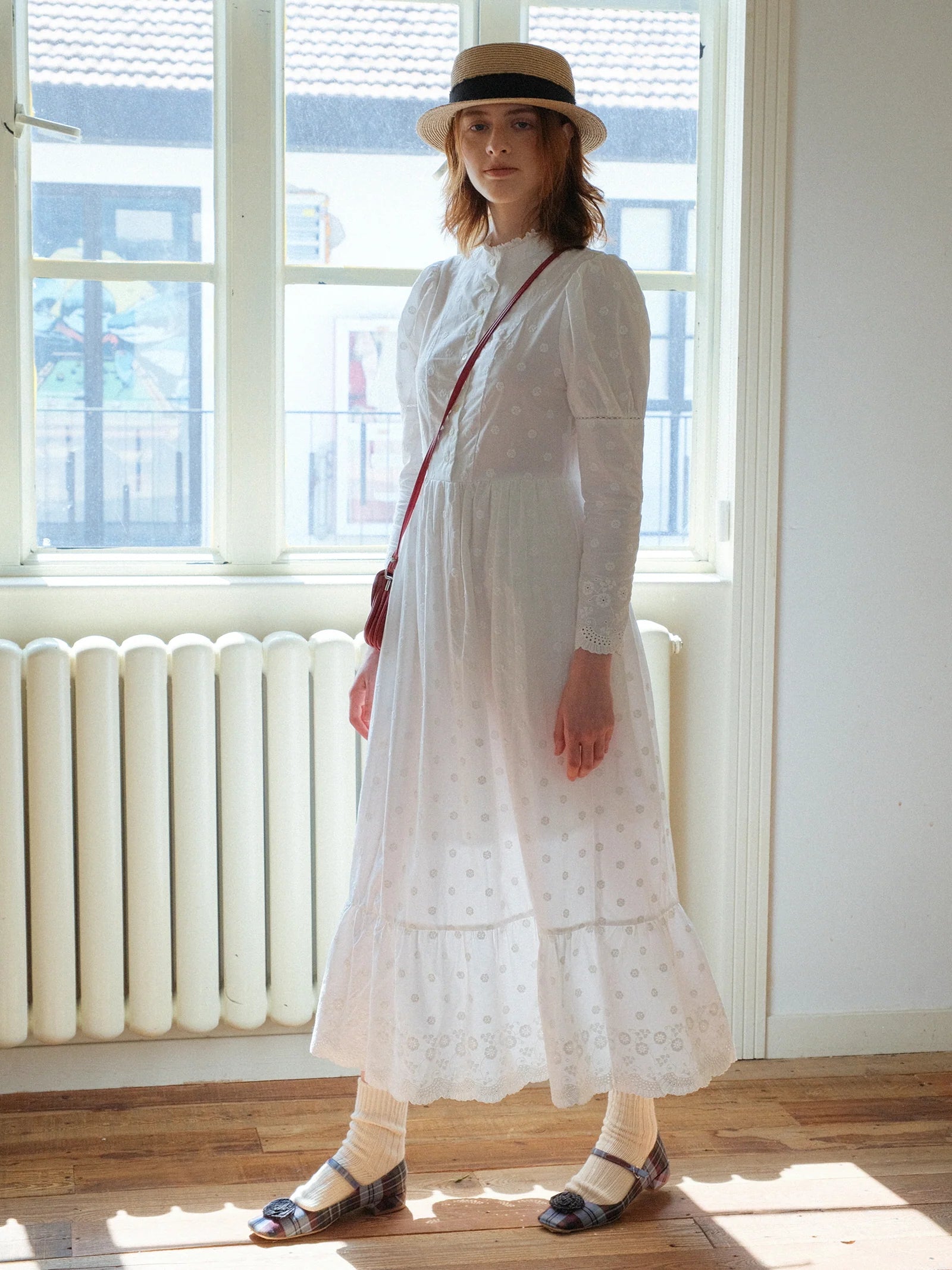 Vintage Embroidered Cotton Maxi Dress