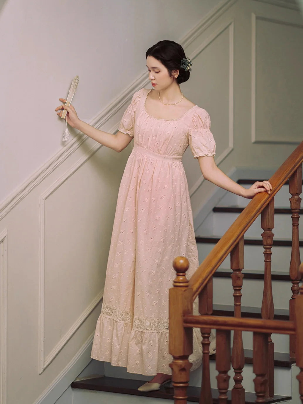 Blush Embroidered Cotton Tea Dress