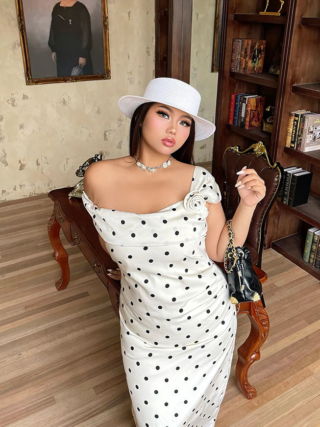 Vintage Polka Dot Satin Dress