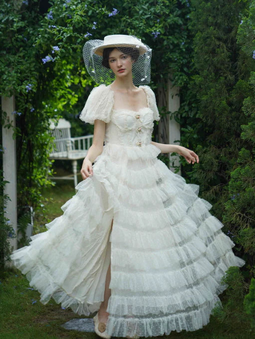 Ivory Princess Garden Ruffle Dress