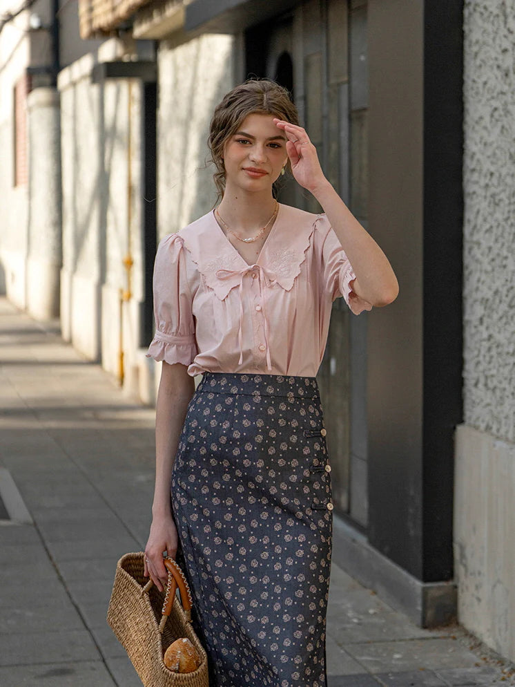 Emma's Romantic Pink Collar Blouse