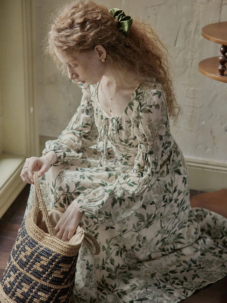Vintage Botanical Elegance Dress
