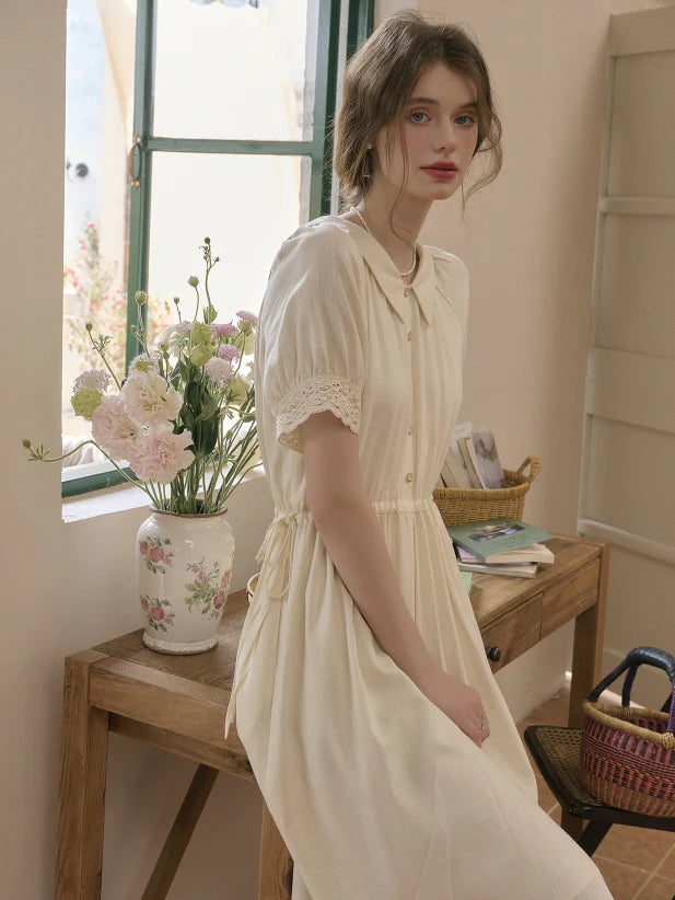 Heavenly Garden Retro Embroidery Linen Dress