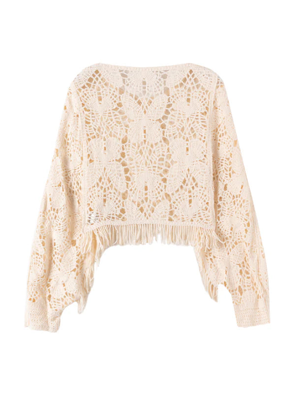 Bohemian Crochet Fringe Knit Top