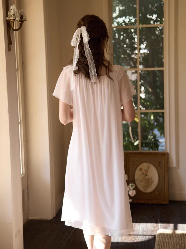 Ethereal Ruffled Lace Nightgown