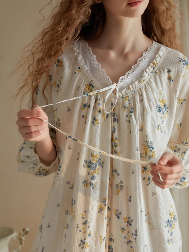 Blossom Whisper Vintage Cotton Nightgown