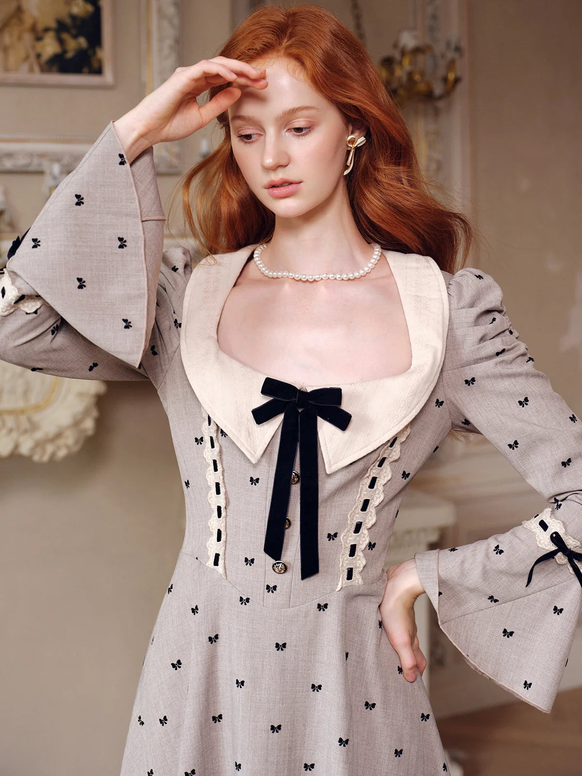 Romantic Bow Embroidered Dress