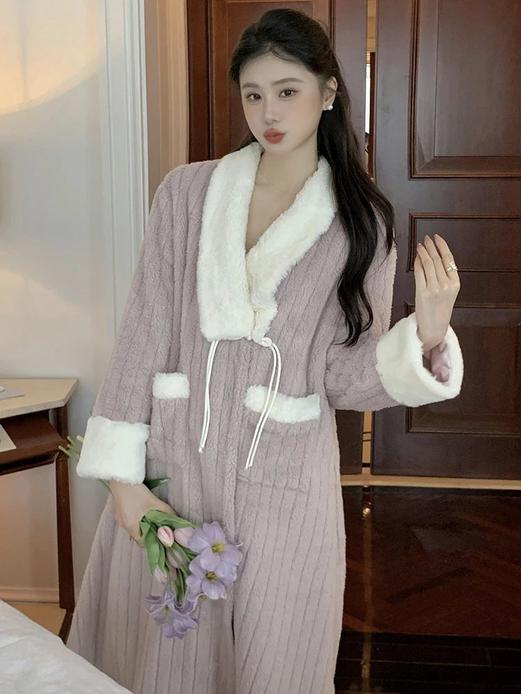 Plush Velvet Winter Shawl Robe