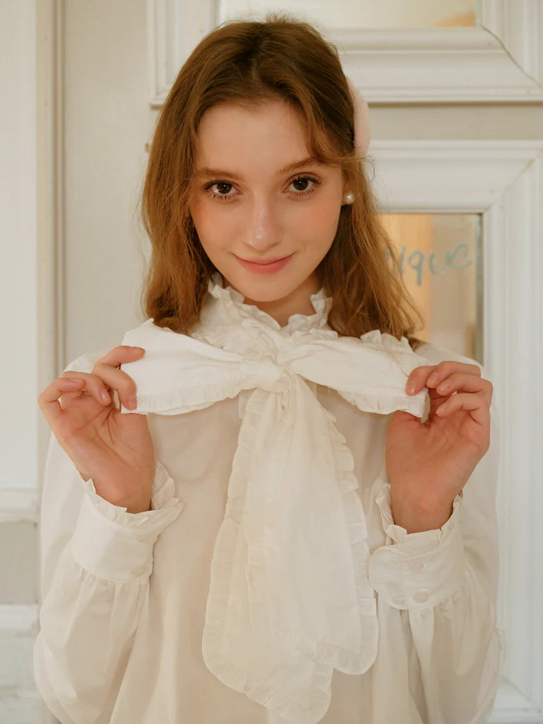 Victorian Lace Trim Bow-Tie Blouse