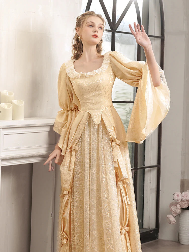 Soft Yellow Vintage Lace Princess Dress