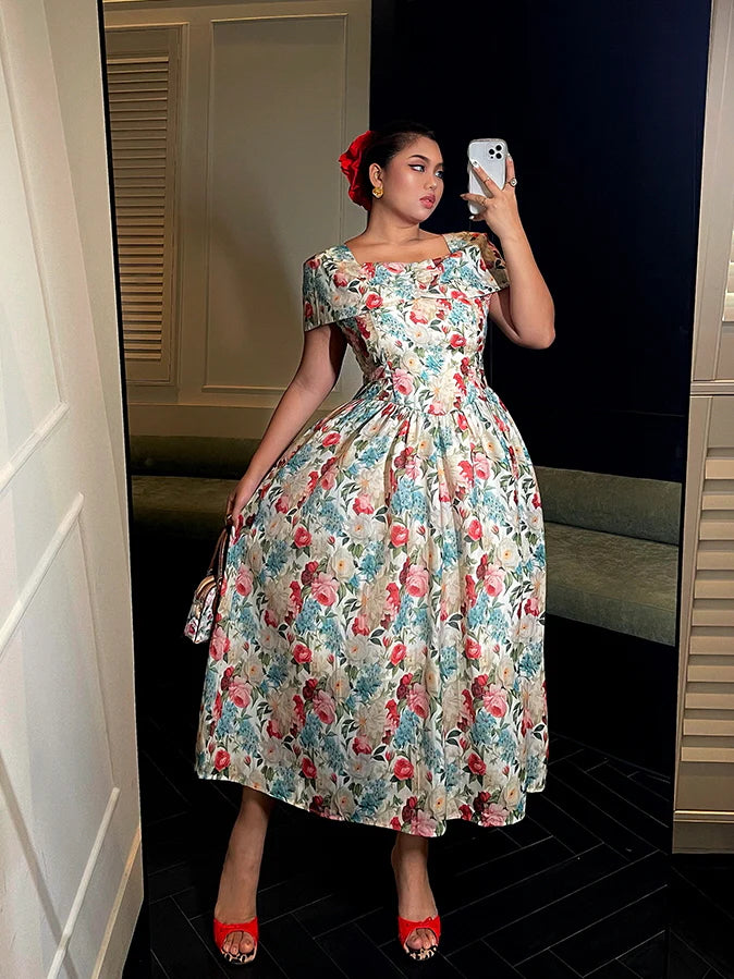 Blossom Garden Square-Neck Floral Dress