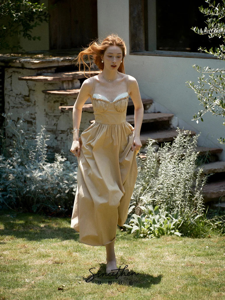 Amelia's Dreamy Beige Cottage Dress