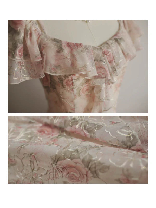 Ethereal Rose Garden Ruffle Dress