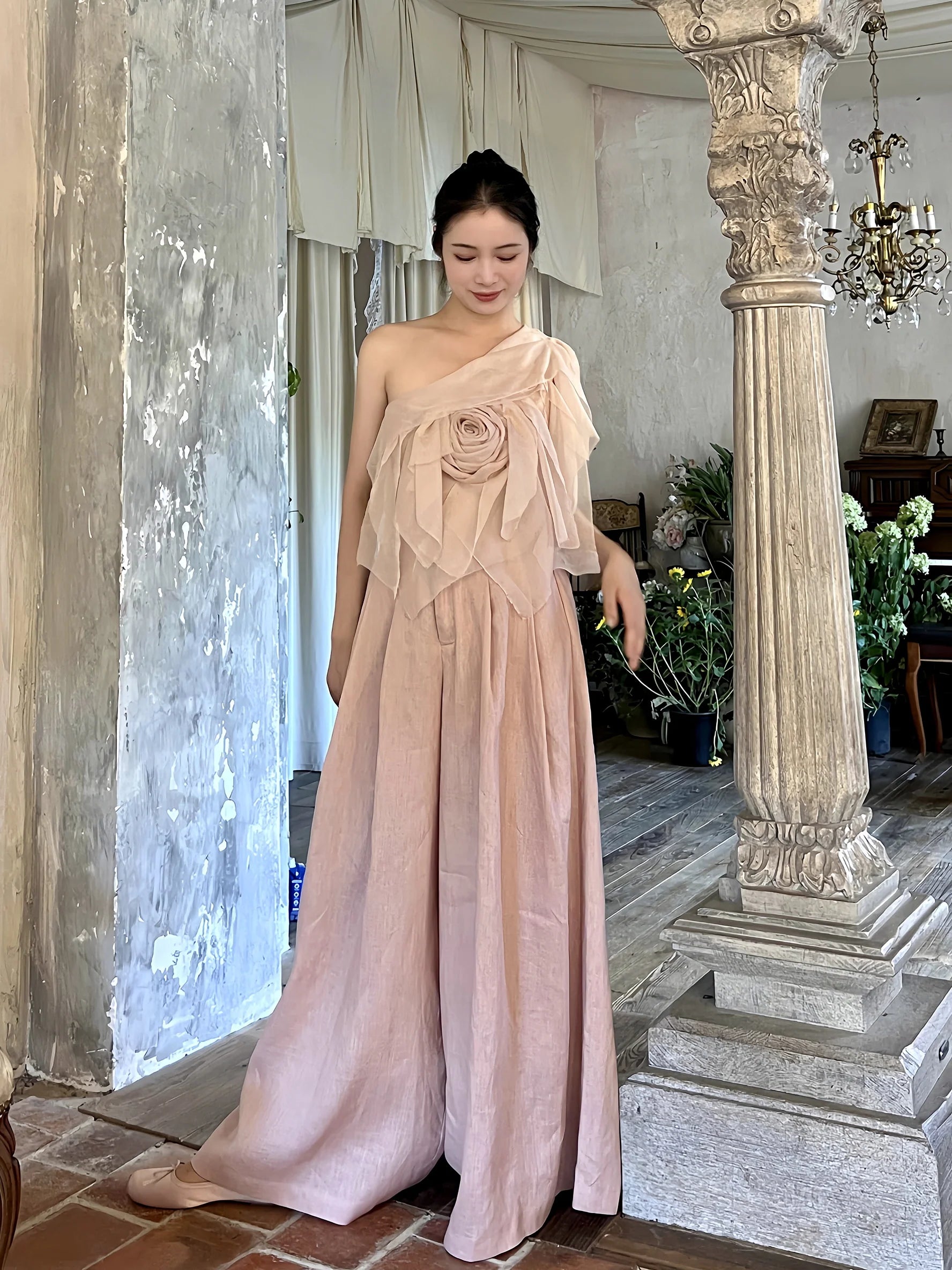 Ethereal Rose-Embellished Top