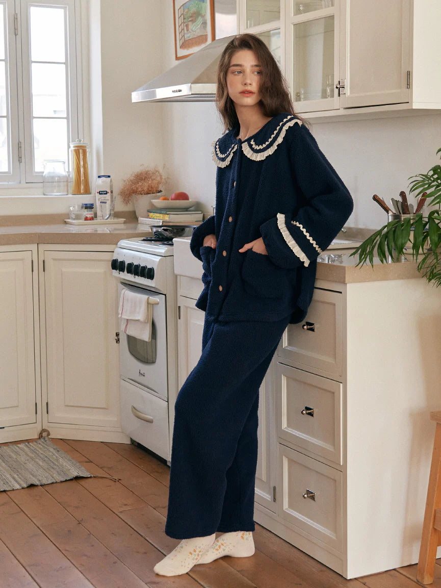 Midnight Ruffle Fleece Pajama Set