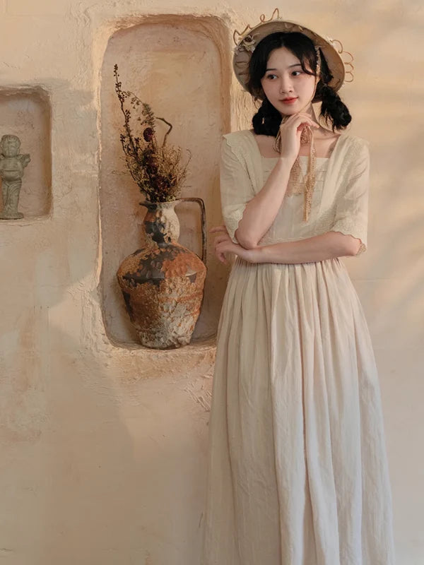 Ivory Elegance Lace-Adorned Dress