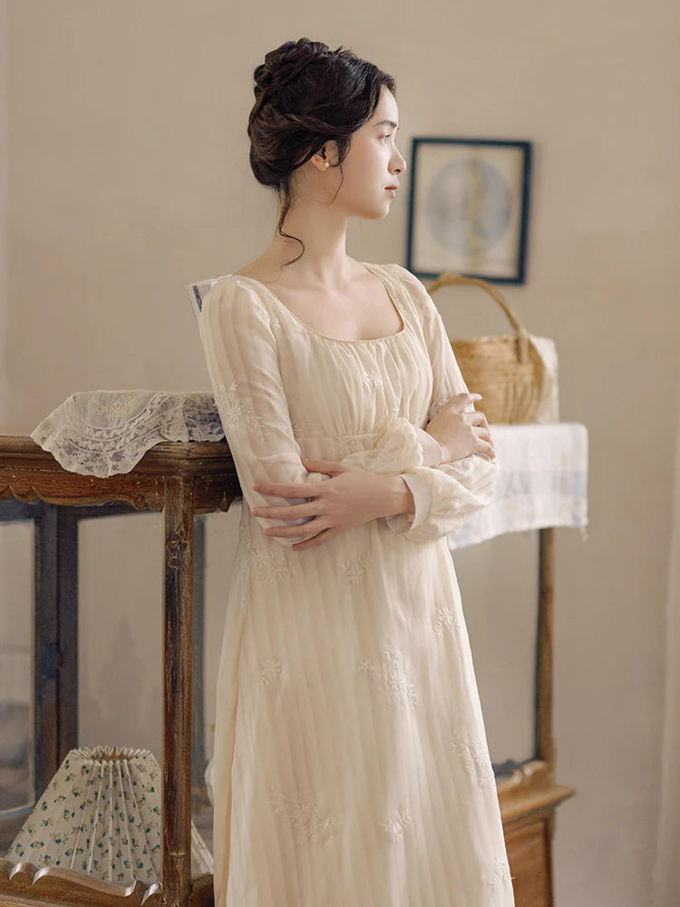 Square Neck Embroidered Fairy Dress