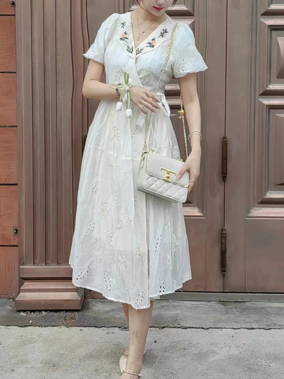 Whimsical Garden Embroidered Dress