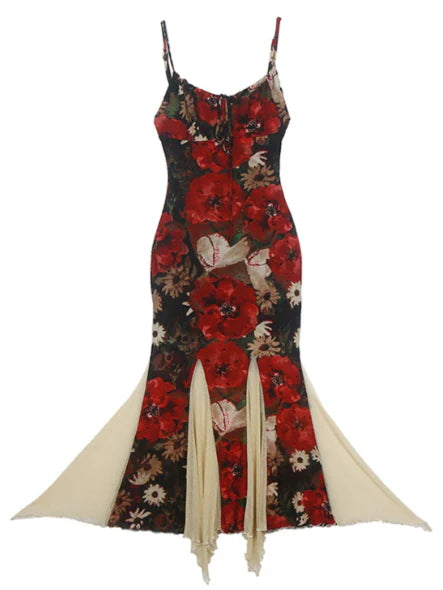 Golden Bloom Mermaid Slip Dress