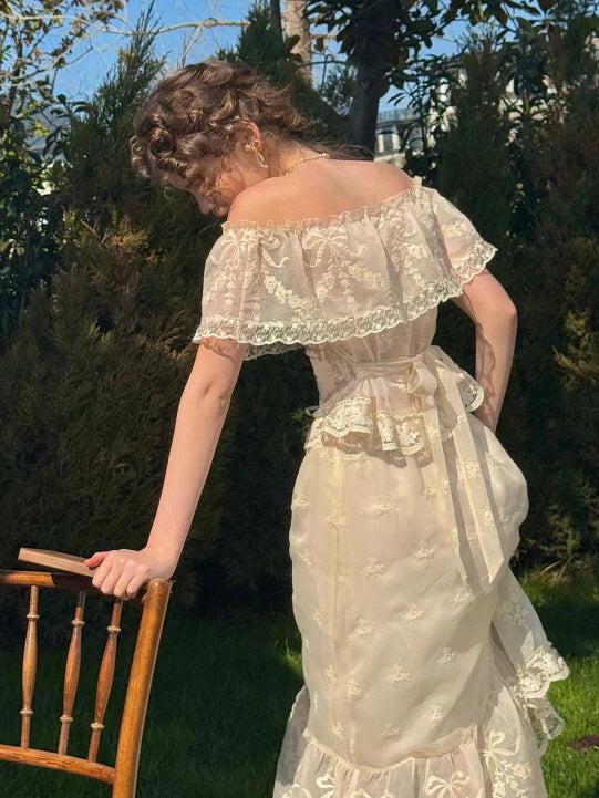 Buttercream Lace Corset Top & Skirt