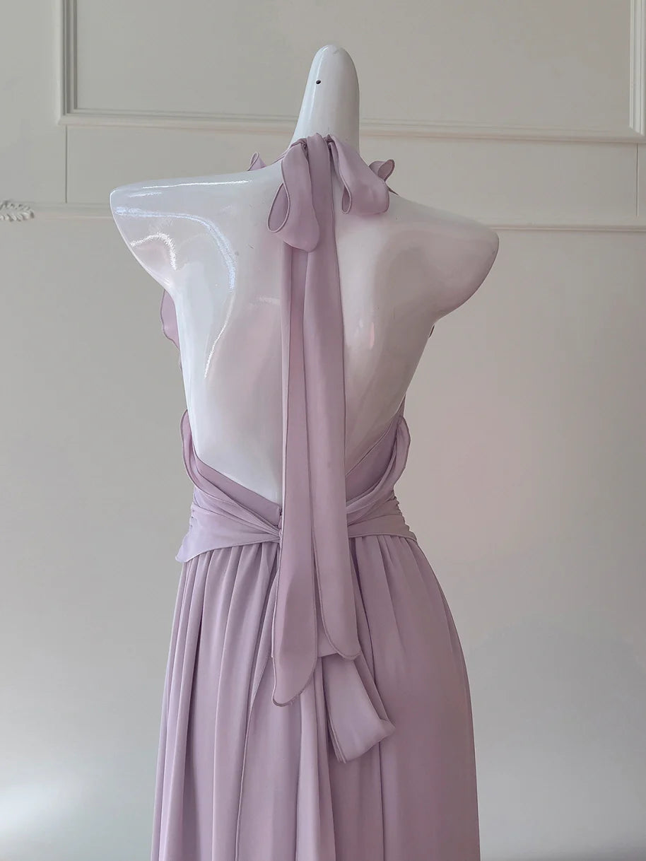 Lilac Rose Ruffle Chiffon Dress