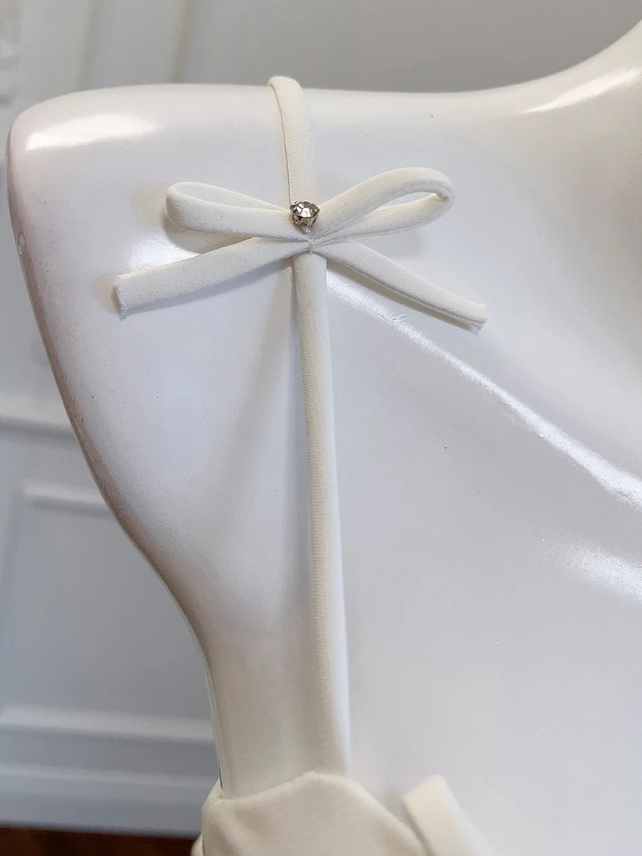 Coquette White Ribbon Bow-Adorned Dress