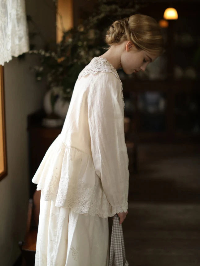 Lace Collar Peplum Blouse