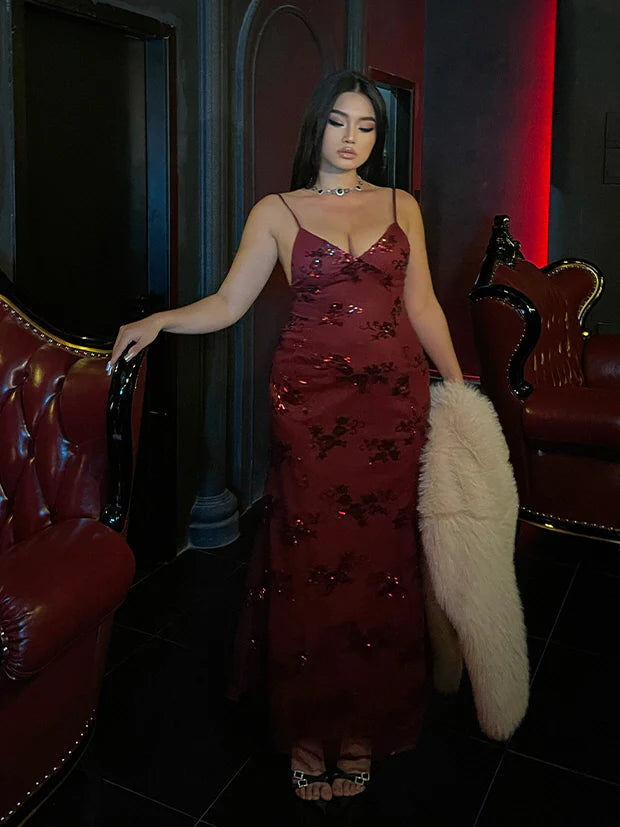 Midnight Rose Sequin Tulle Gown